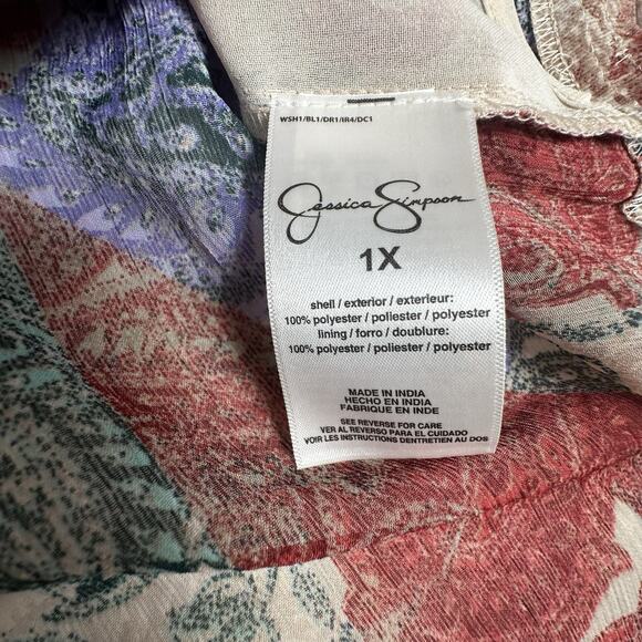 JESSICA SIMPSON Women’s Paisley Patch Mother Of Pear JENNA SemiSheer Plus 1X NWT - Picture 7 of 8